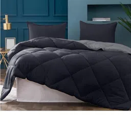 Doristyle Black 250 GSM Checked Microfiber Double Bed Comforter-picture-11