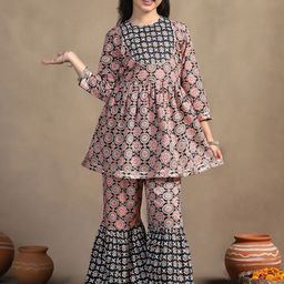 FASHION DREAM Girls Printed Regular Kurta with Sharara-image-52