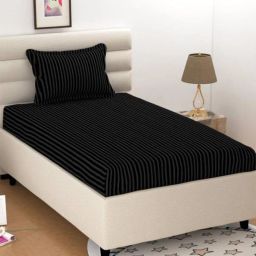 220 TC Polycotton Single Striped Flat Bedsheet-image-66