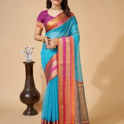 AMRUTKALA SAREES Zari Weaving Border Saree-image-2