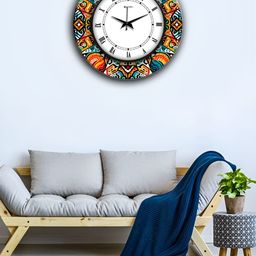 OLIVE TREE Red & Blue Printed Traditional Wall Clock-picture-14