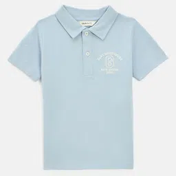 GANT Boys Typography Printed Polo Collar Pure Cotton Applique T-shirt-image-87