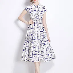 JC Collection Floral Printed Fit & Flare Midi Dress-image-12