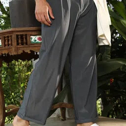 Campus Sutra Men Solid Comfort Relaxed Fit Pleated Trouser-image-86