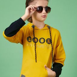 MashUp Boys Typography Printed Hooded Applique T-shirt-image-22