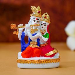 Ekhasa White & Gold-Toned Lord Radha Krishna Religious Idol Showpiece-picture-1