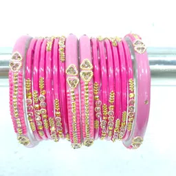 SAVORADE Set Of 16 Pink Glass Bangle-picture-22