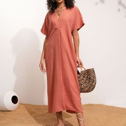 Tokyo Talkies V-Neck Kaftan Midi Dress-image-95