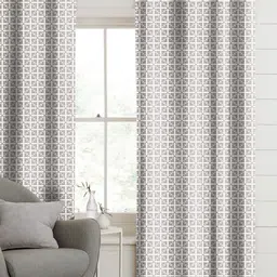 CASABLEU Grey Set of 2 Geometric Room Darkening Long Door Curtain-2