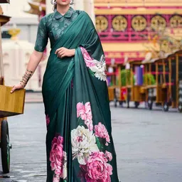 DIVASTRI Floral Printed Satin Saree-52
