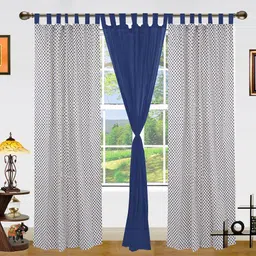 Dekor World Blue Set of 3 Geometric Door Curtain-picture-29