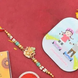 CraftVatika Boys Ganesh Rakhi With Fridge Magnet Gift Set-image-91