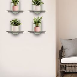 OLIVE TREE Black & Cream 4 Pieces Olive Tree Planter Stand Wall Shelves-47