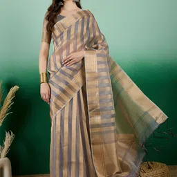 SHADOW & SAINING Woven Design Zari Organza Banarasi Saree-picture-26