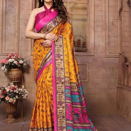 KALINI Warli Printed Saree With Tassels-17