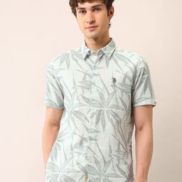 U.S. Polo Assn. Denim Co. Men Classic Tropical Printed Regular Fit Cotton Linen Shirt-picture-13
