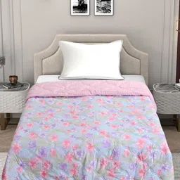 FABINALIV Blue & Pink Floral Mild Winter 350 GSM Single Bed Comforter-picture-29
