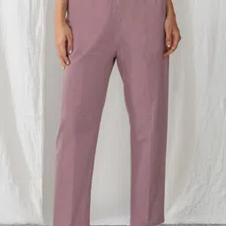 zuri Women Relaxed Straight Leg Mid-Rise Cotton Trousers-image-47