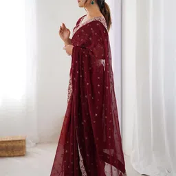 KALINI Maroon Pure Georgette Embellished Sarees-picture-33