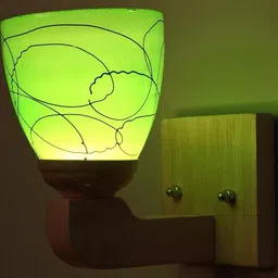Somil Premium Designer Glass Wall / Night Lamp Elegant & Stylish Dcor Accent for Modern Interiors, color- Green, Black, Size- 20 X 25 X 22 CM-image-93