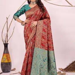 Florence Floral Woven Design Silk Cotton Kanjeevaram Saree-picture-45