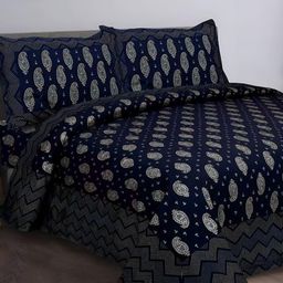 Myntra Elegant Homes Black & Grey Floral Cotton 180 TC King Bedsheet Set 2.74 m X 2.20 m-image-13