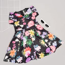 Pantaloons Junior Floral Cold-Shoulder Fit & Flare Dress-image-17