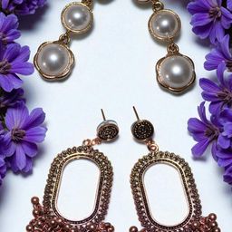 Jolly Faces Set Of 2 Pearls Beaded Contemporary Drop Earrings-image-34
