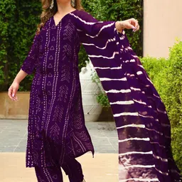 Anni Designer Bandhani Printed Regular Straight Kurta with Palazzos & Dupatta image 5