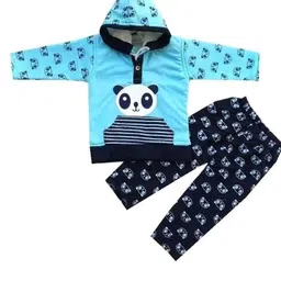 Fly Step Kids Printed Hooded Sweatshirt With Pyjamas Clothing Set-image-40