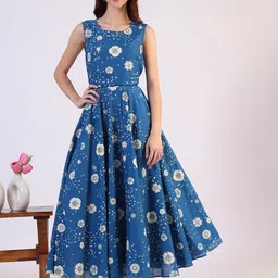 W Women Floral Printed Pure Cotton Fit and Flare Maxi Dress-image-38