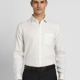 Peter England Elite Men Slim Fit Textured Spread Collar Cotton Formal Shirt-picture-46