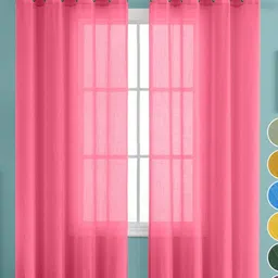 THE LINEN COMPANY Pink Set of 2 Sheer Window Curtain-picture-6
