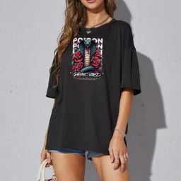 SZN Women Graphic Printed Round Neck Cotton Oversized T-shirt-picture-20