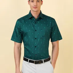 Allen Solly Slim Fit Floral Printed Short Sleeves Pure Cotton Formal Shirt-picture-17