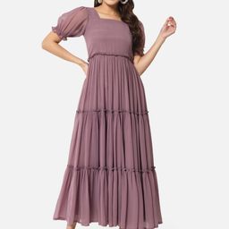 OTIRA Women Puff Sleeve Georgette Maxi Dress-image-53