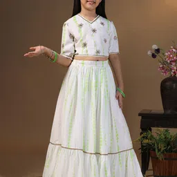 FASHION DREAM Girls Printed Sequinned Ready to Wear Lehenga &-picture-15
