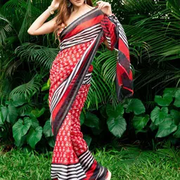Suha Striped Pure Cotton Saree-image-82