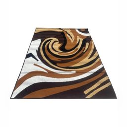 Samjeeda Handloom carpets Black Geometric Anti-Skid Polyester Carpet-21