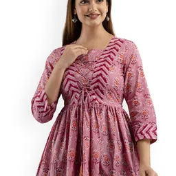 DMP FASHION Floral Printed Pure Cotton Dori Fitting Anarkali KurtI-picture-51