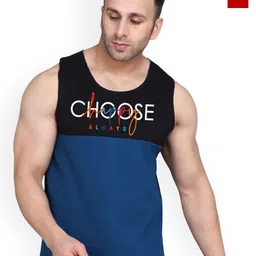 SLOWLORIS Pack Of 2 Printed Round Neck Bio-Wash Cotton Gym Vests-picture-33