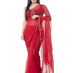 DURGA EMPORIO Floral Pure Chiffon Saree-picture-53