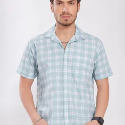 DIVISIVE Men Comfort Slim Fit Tartan Checked Spread Collar Cotton Casual Shirt-picture-26