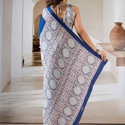 KALINI Ajrak Block Printed Saree image 2