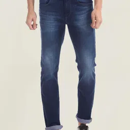 fineblu Men Slim Fit Low Distress Heavy Fade Stretchable Jeans-picture-0
