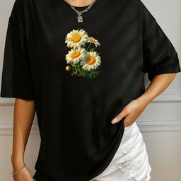 SZN Women Floral Printed Drop-Shoulder Sleeves T-shirt-picture-36