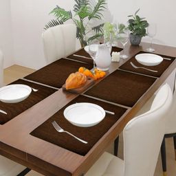 CASA-NEST 6-Pcs Brown Ribbed Table Placemats-56