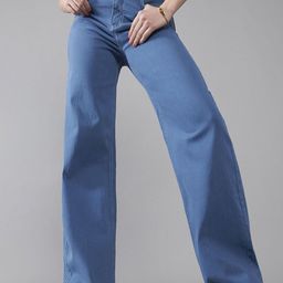 DOLCE CRUDO Women Wide Leg Stretchable Jeans-picture-47