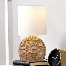 homesake Raffia Rattan Table Lamp with Linen Fabric,Bedside Lamp for Living Room,Round Table Lamp-picture-24