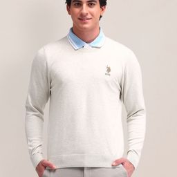 U.S. Polo Assn. Men Solid Long Sleeves Round Neck Sweaters Pullover-image-48